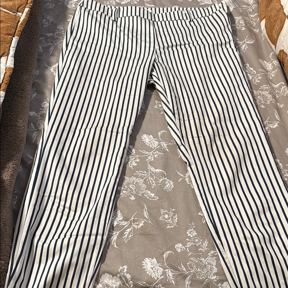 H&M Black and White Striped Straight Leg Pants
